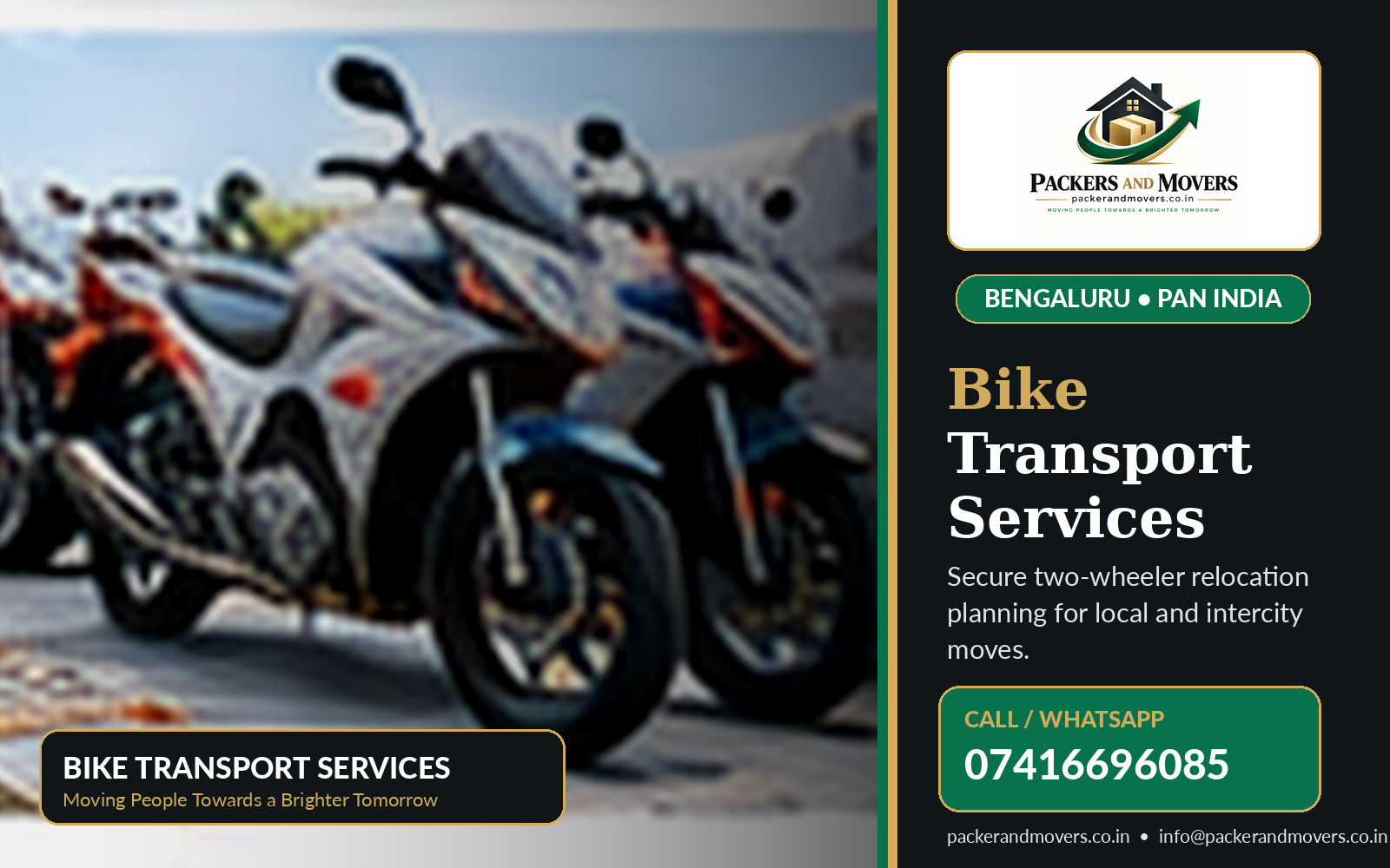Bike Transport by Packers and Movers Bangalore, call 07416696085