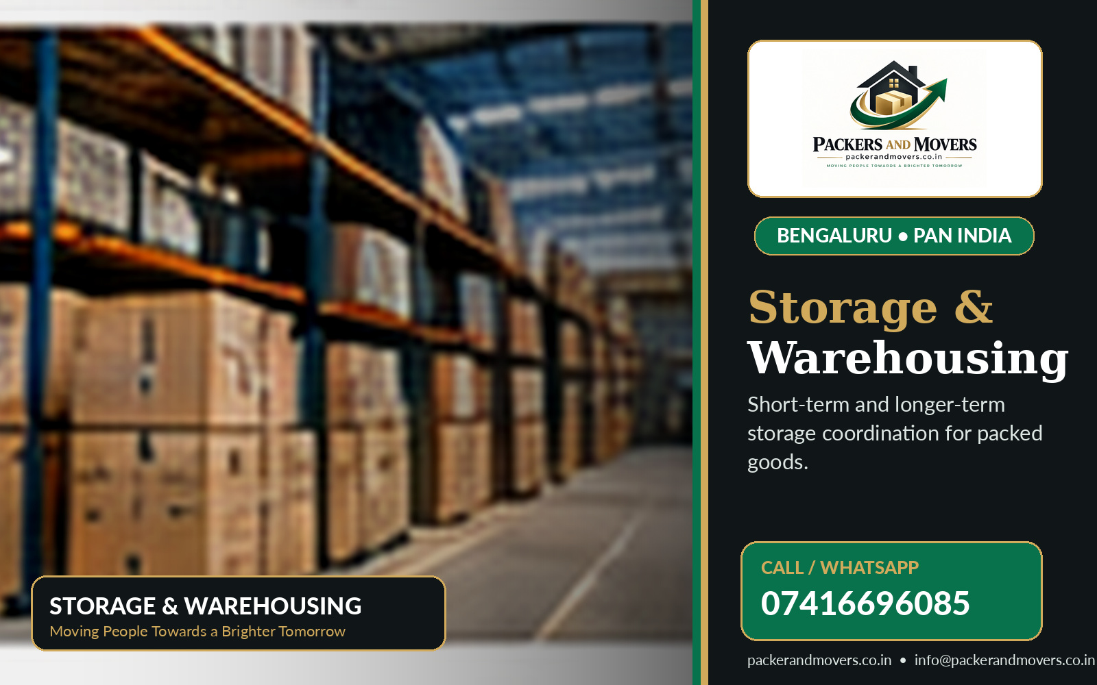 Storage & Warehousing by Packers and Movers Bangalore, call 07416696085